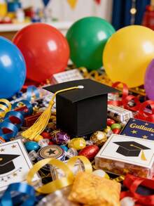50pcs Grad Cap Candy Boxes, DIY Candy Boxes For Grad Party Favors,Graduation Party Supplies,DIY Graduation Cap Gift Boxes Suitable For Baby Graduation Gifts, Graduation Party Small Gifts Decorations, Applicable To Graduation Ceremony, Graduation Season, Back To School Season, Graduation Decorations, Birthday Holiday Celebrations, Graduation Gifts - 彩色 - 查看 3