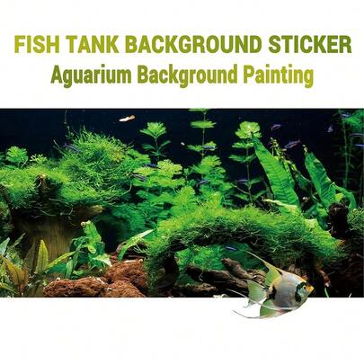 绿色苔藓浮木，水族箱背景画，水族箱背景贴纸，爬行动物笼背景贴纸，正面自粘，水族箱景观装饰，水族箱装饰品