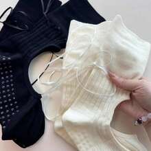 Summer Yoga Socks, Mid-Calf Non-Slip Backless With Drawstring Ribbon, New Pilates Dance Fitness Socks - Multicolor - View 4