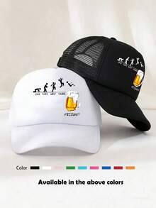 1顶美式街头风印花泡沫卡车帽，休闲棒球帽，适合聚会、露营、骑行、滑板等场合 - 多色 - 查看 10