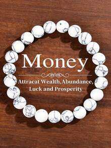 YAUKIA Boho Howlite Memory Bracelet , Promote Serenity Of Mind , Emotional Healing ,Brings Abundance , Yoga Meditation Simple Jewelry For Women Men - 2Pcs White/Red - View 13