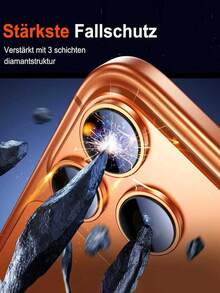 Alloy Orange Metal Ring With Tempered Glass 3pcs Camera Lens Protector Compatible With Iphone 17 Pro/17 Pro Max Anti-Scratch Compatible With Iphone 17 Pro/17 Pro Max Camera 9H+ Hardness Easy Installation Spring Gift Birthday Anniversary - Orange - View 2