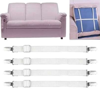 Bộ 1/4 kẹp giữ ga trải giường màu trắng có thể điều chỉnh, kẹp giữ ga trải giường đàn hồi với kẹp kim loại, thích hợp cho ga trải giường, nệm, bàn ủi hoặc ghế sofa. Dây đai khóa ga trải giường, kẹp giữ ga trải giường góc giường chịu lực cao, kẹp ga trải giường chống trượt, giá đỡ kẹp ga trải giường, bộ ổn định khung giường.