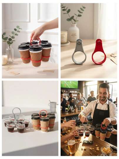 1 pieza Bandeja de bebidas plegable con asa - Portavasos portátil para café, fiestas y actividades al aire libre. Ideal para el día del juego, barbacoa, camping, picnic, playa y tailgating.