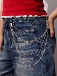Personalized Thick Aluminum Chain Metal Pant Chain, Hip-Hop Punk Motorcycle Leather Pants Jeans Decorationy2k - Multicolor - View 1