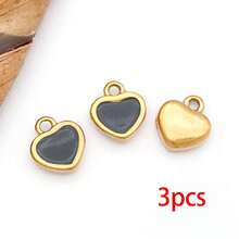 3个心形珐琅吊坠 不锈钢珐琅心形吊坠 迷你心形情人节吊坠 带环 DIY饰品制作手链 - 愛心 - 查看 11