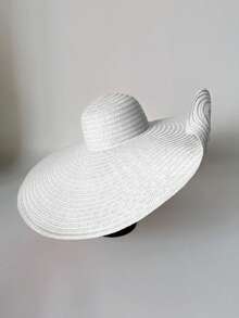 1 chiếc mũ rơm mùa hè dành cho nữ, vành rộng, chóp tròn, thích hợp cho dã ngoại và đi biển, mũ rơm màu trơn có thể gấp gọn. - MZ337X - Xem 7