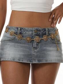 1pc Women's Waist Chain, Metal Geometric Shaped, Vintage Bohemian Dress Decoration Belt - 腰鏈 - 查看 2