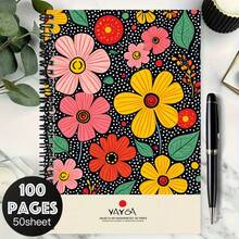 100-Page Vintage Polka Dot Floral Spiral Notebook, Large Capacity. Vibrant, Colorful Cover With Elegant Flower Pattern, Suitable For Work Records, Study Notes, School Memos, And Makes A Thoughtful Graduation Or Birthday Gift. Can Be Used For Journaling, Daily Planning, And Memo-Taking To Record Your Wonderful Everyday Life. - J - View 1