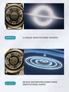 DOM 1pc Men's Watch, Retro Roman Numeral Dial Quartz Waterproof Wristwatch, Unique Magnetic Levitation Technology, Leather & Steel Strap, Suitable For Gifts And Daily Wear - Bronze Dial With Steel Strap - View 6