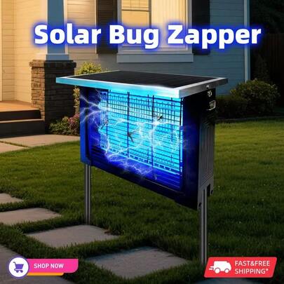 Powerful Large Solar Bug Zapper Outdoor For 2000Sq.Ft, Poartable Rechargeable Mosquito Zapper With High Powered, Cordless Solar Fly Zapper For Patio Garden Backyard RV Camping Pond Pest Control