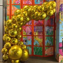 Piezas de Globos Redondos Iridiscentes con Lámina (1 Pieza de 22 Pulgadas, 3 Piezas de 12 Pulgadas, 3 Piezas de 10 Pulgadas), Globos Esféricos 4D, para Decoración de Bodas Cumpleaños San Valentín Aniversarios Día de la Madre Día del Padre de Graduación - Dorado - Ver 5