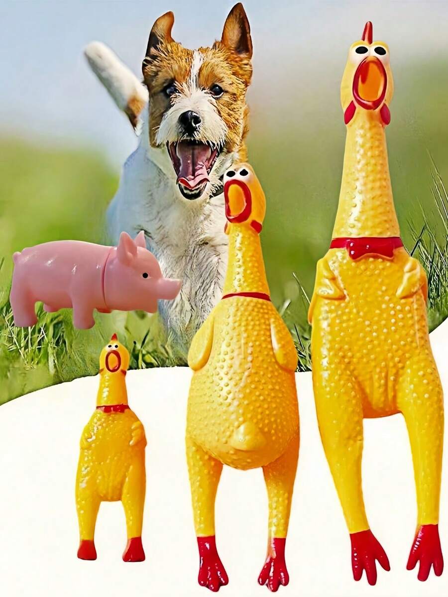 1pc Upgraded Screaming Chicken Pet Toy, Hot Selling Vinyl Screaming Chicken Toy For Dogs, Stress Relief, Pet Supplies, Happy Play For Dogs And Cats, Boredom Relief Toy - Multicolor - View 1