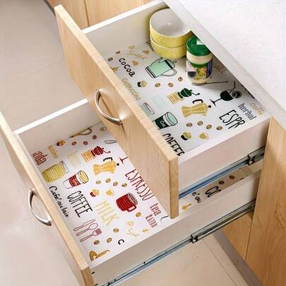 1 Roll Shelf Liner, Multifunctional Drawer Liner, Cute Cartoon Printed Non-Stick Mat, Moisture-Proof Drawer Paper, Cabinets, Drawers, Wardrobes, Shelves And Cupboards, Home Decoration, Bathroom Cabinets, Kitchen Gadgets, Kitchen Storage Boxes And Storage