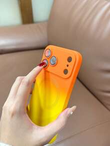 Compatible With IPhone 17 Pro Max, 17 Pro, 17 Air Fashionable Gradient Silicone Matte Magnetic Phone Case, Compatible With 17, 16, 15, 14, 13, 12, 11 Pro Max Plus, 16E, Also Suitable For Samsung S26Ultra A56 A55 A16 A17 S25FE S25Ultra, Christmas Gift, Winter Gift - Orange-yellow - View 6