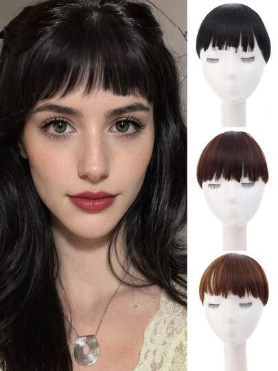 Clip On Bangs Hairpieces For Women Bangs Clip In Hair Extensions Synthetic Wigs Above Suitable For Women's Daily Wear And Gatherings