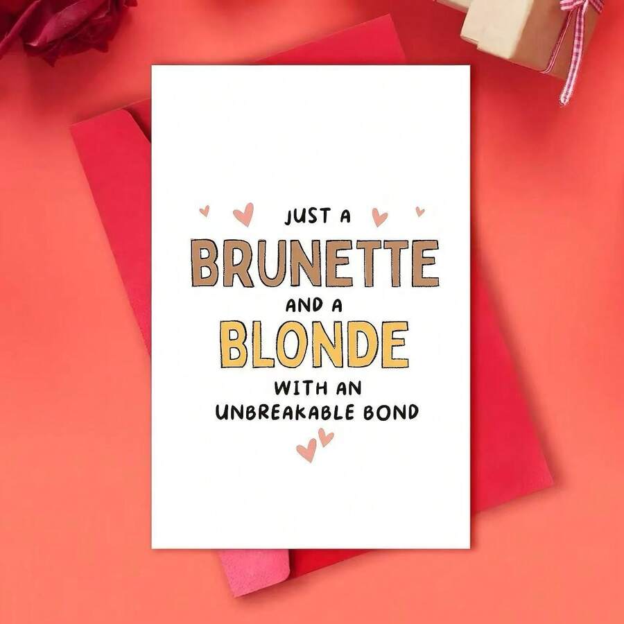 1pc Best Friend Birthday Card, Stylish Heart-Shaped Pattern Theme, Humorous Friendship Card Suitable For Anyone, English, High-Quality Paper , Birthday Greeting Card, The Perfect Gift For Anyone - مقاس واحد يناسب الجميع - مشاهدة 1