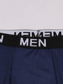 2 piezas Calzoncillos minimalistas de uso diario para hombres, ropa interior con cintura elástica y estampado de letra sexy en la nalga - Azul - Ver 4