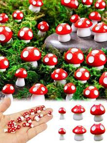 20pcs/10pcs/1pc Mini Red Resin Mushrooms, Realistic Mini Mushroom Decor, Fairy Garden Supplies, Small Mushroom Miniature Model Landscape Craft Accessories, Suitable For Garden Bonsai Micro Landscape Crafts And DIY Home Dollhouse Handmade Decoration - A - View 2
