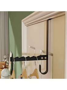 1pc Fashionable Metal Over-The-Door Hook, 90° Foldable Multi-Functional Door Hanger, Clothing Storage, Easy Installation Hidden Storage, Versatile Wall Hook | Minimalist Design | Foldable Compact Design, Garment Hanger - View 4