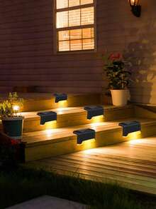 Bộ 4 đèn năng lượng mặt trời ngoài trời, đèn LED năng lượng mặt trời, đèn LED cầu thang năng lượng mặt trời chống thấm nước, thích hợp cho sân hiên, vườn, lan can, ban công, sân, lối đi. - Nhiều màu - Xem 4