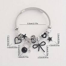 时尚优雅的多元素吊坠设计女士手链，简约珍珠猫咪手链，可拆卸配件，友情/情侣礼物 - 彩色 - 查看 4