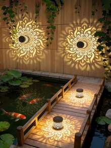 4/2/1件套太阳能莲花壁灯，曼陀罗壁灯，优雅太阳能壁灯 | 适用于花园、露台、楼梯、庭院、街道、后院和前门的LED照明，母亲节和生日礼物 - 彩色 - 查看 2