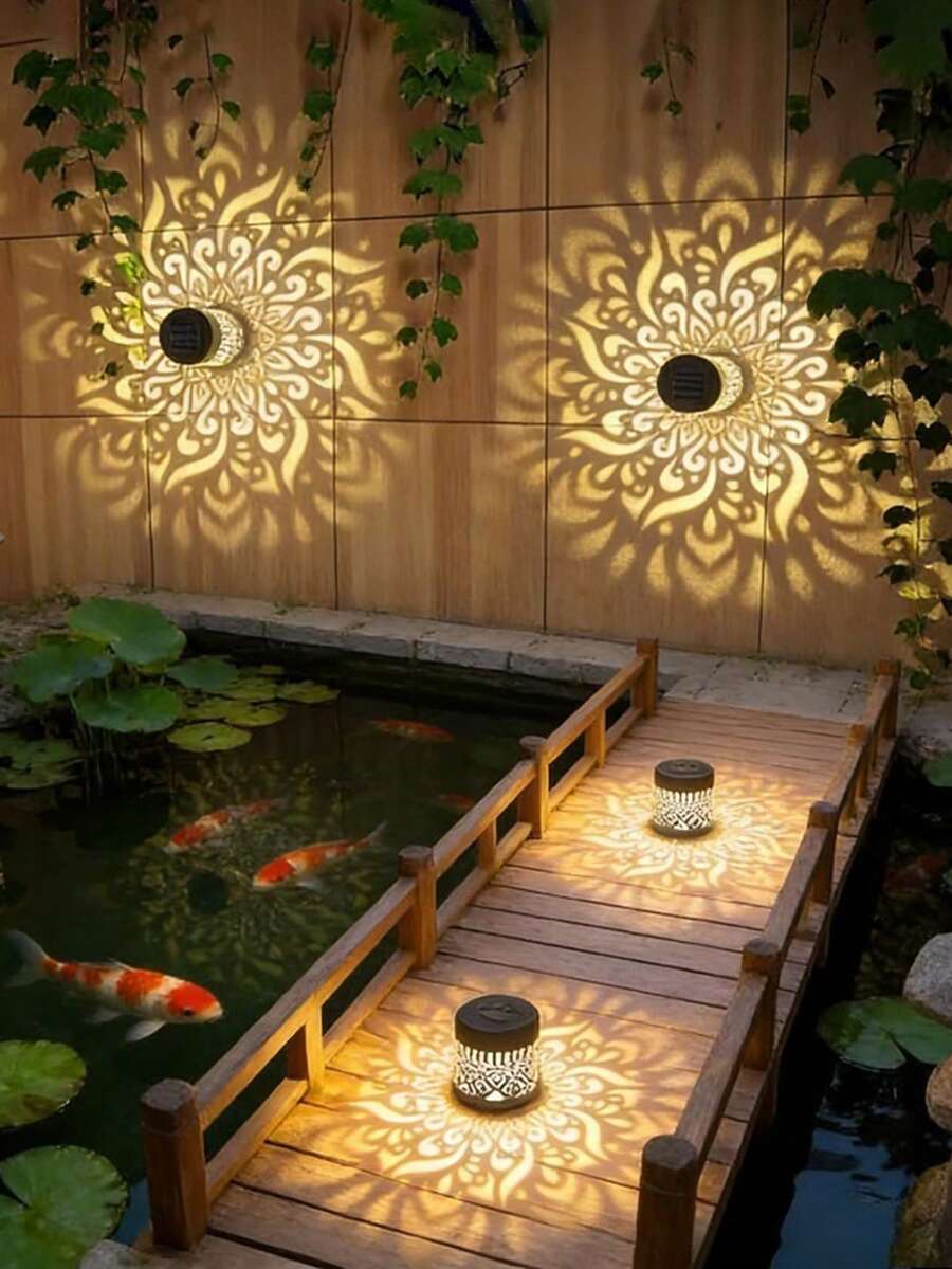 4/2/1件套太阳能莲花壁灯，曼陀罗壁灯，优雅太阳能壁灯 | 适用于花园、露台、楼梯、庭院、街道、后院和前门的LED照明，母亲节和生日礼物