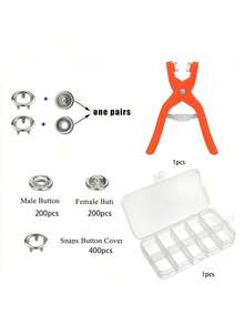 200pcs Five-Prong Snap Button Set, Metal Snap Button Kit With Manual Plier Fastener And Storage Box, For DIY Crafts, Clothes, Hats, Bags, Suitable For Beginner Gifts - Red - View 7