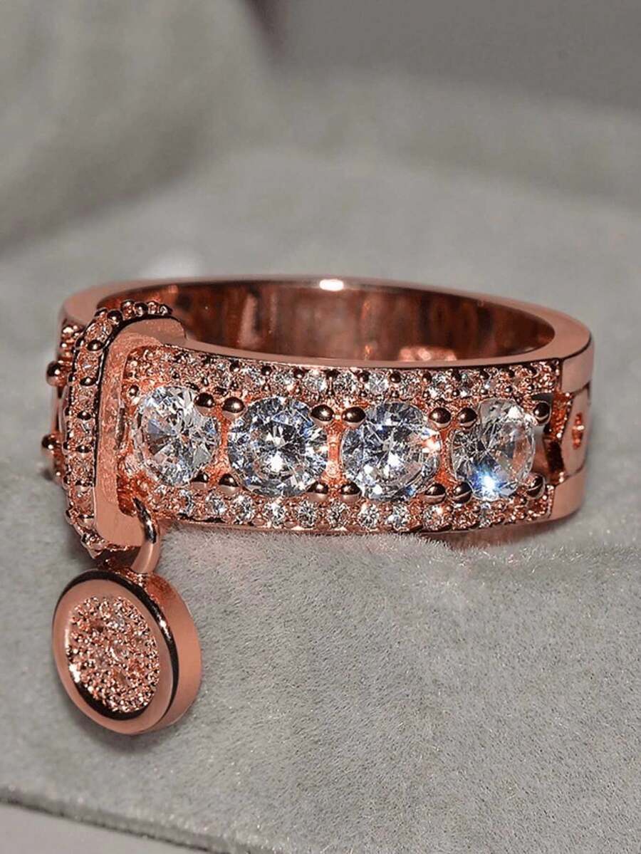 女士结婚戒指 - 乾枯玫瑰色 - 查看 1