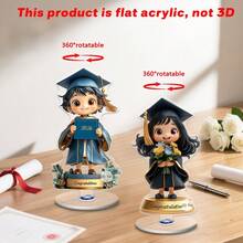 1/2pcs360° Rotating Acrylic Graduation Ornament With Bouquet And"Congratulations"Sign.Suitable For Desks,Bookshelves, Bedrooms - Rotating Ornaments - View 1