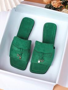 Women's Flat Sandals 2026 Spring/Summer New Versatile Soft Bottom Beach Sandals, Fashion Roman Sandals For Women, Plus Size 41-43 - Green - View 1