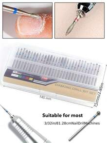 30PCS/BOX Diamond Nail Drill Bits Set Precision Cuticle Bits Highquality Bits Nail Tech Manicure Pedicure Remover Tools For Acrylic Gel Nails Salon Home - Silver - View 4