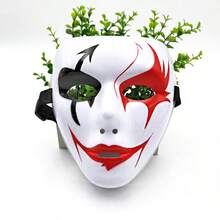 Mặt nạ hóa trang Halloween, mặt nạ che kín mặt vẽ tay màu trắng, mặt nạ nhảy đường phố dành cho người lớn, mặt nạ chú hề tử thần màu đen vàng. - Xem 13