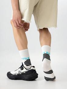 1/2/3/4/5/6 Pairs Men's Sports Crew Socks, Breathable Moisture-Wicking Athletic Socks - Multicolor - View 5