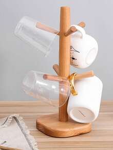 Primary Color Cup Rack, Water Cup Hanger, Coffee Cup Storage Rack, Wine Glass Rack, High Foot Cup Rack, Wine Glass Tray, Mug Rack - Apricot - View 3