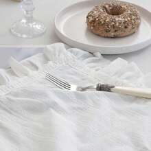 1/2/6pcs Artistic Ins Style Milky White Tablecloth With Ruffled Floral Lace Texture, Suitable For Home Decor, Valentine's Day, Wedding, Holidays - White - View 10