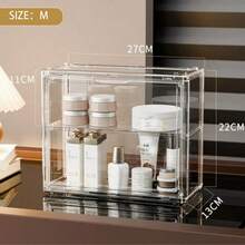 1 pieza Caja de almacenamiento de maquillaje Yageli, diseño de múltiples capas, organizador multiusos para cosméticos, chucherías, libros, muñecas, escritorio, baño, juguetes ensamblados, decoraciones navideñas, del Día de San Valentín y de Año Nuevo - transparente - Ver 11