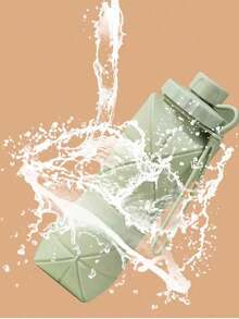 1pc 600ml Silicone Folding Bottle Adult Portable Reusable Plastic Cups Outdoor Travel Gym Bottle Motivational Drinking Bottle - 彩色 - 查看 5