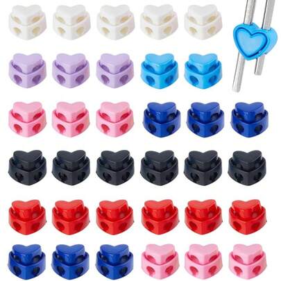 5Pcs/Set Colorful Knitting Needle Stoppers Heart-Shaped Double Hole Needle Tip Protector DIY Knitting Accessories