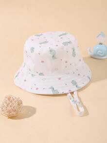 这款可爱的恐龙长绳儿童渔夫帽，适合女孩春夏日常休闲穿着。 - 彩色 - 查看 5