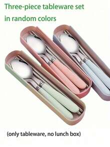 Bộ hộp cơm bento 3 trong 1, hộp đựng thức ăn 3 ngăn kèm dụng cụ, dùng được trong lò vi sóng và máy rửa chén, phù hợp cho bữa trưa, bữa ăn nhẹ, đi học và du lịch, đồ dùng thiết yếu cho năm học mới. - Nhiều màu - Xem 12