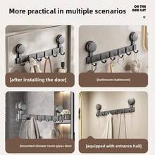 OBOVAY 1 pieza Organizador de pared con 8 ganchos y capacidad de 50 libras, sin daños, ahorra espacio para colgar ropa, llaves, sombreros, toallas, adecuado para toda la casa/dormitorio/baño/cocina/entrada/pasillo, perchero de entrada que ahorra espacio (instalación con o sin tornillos) - Multicolor - Ver 7