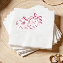 15–500pcs Monogram Custom Wedding Napkins, 3-Ply Personalized Party Napkins, Clear Printing, Perfect Party Decoration For Wedding, Anniversary Party, Bridal Shower, Engagement Party, Ideals Disposable Napkins For Couple, Lover, Family, Customized Cocktail Napkins - White - View 5