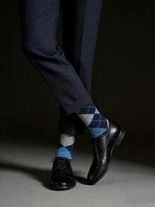 5 pares de calcetines de media caña para hombres en caja de regalo, transpirables y resistentes al olor para todas las estaciones, versátiles para negocios y casual, estilo británico en colores surtidos, calcetines cómodos para regalos - Azul - Ver 3