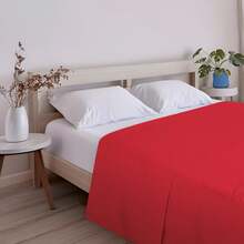 Ecommerc3 Sábana Encimera, Algodón, Para Camas de 80 a 200 cm, Suave y Transpirable, Gran Variedad de Colores - Envío GRATIS ✅ Entrega 24/48h a España (península) - Rojo - Ver 2