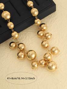 1件欧美金属几何合金球形项链，夸张优雅锁骨链，女士款 - 金色 - 查看 5