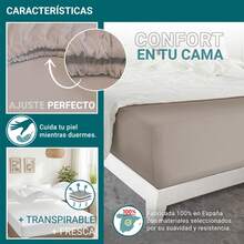 Ecommerc3 Fitted Sheet, 100% Natural Cotton, For Beds From 90 To 200 Cm, Elasticated Perimeter, Various Colors - Land - View 6