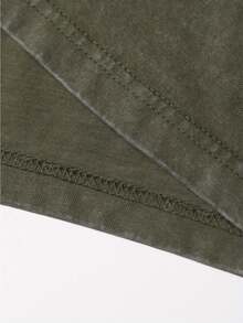 Women's Washed T-Shirt - Washed T-ShirtWashed Women's T-Shirt, Folk Fox Flower Shirt- Vintage Pastoral Style Starry Sky Wildflower T-Shirt, Forest Style Plant T-Shirt Suitable For Nature Lovers, Halloween Gift, Autumn Pattern T-Shirt - Summer Tops - 2026 New Summer Outfits For Women - Women's Clothes - 100% Cotton Unisex Top - 軍綠色 - 查看 3