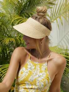 Women's Sun Hat, Beach Hat, Raffia Sun Hat, Wide Brim Straw Ponytail Hat, Foldable, Gift - Multicolor - View 5